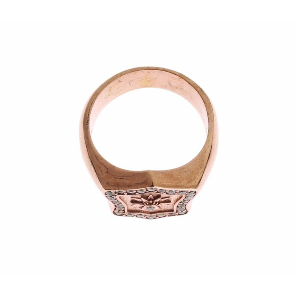 Nialaya Pink Gold 925 Silver Authentic Clear Women's Ring